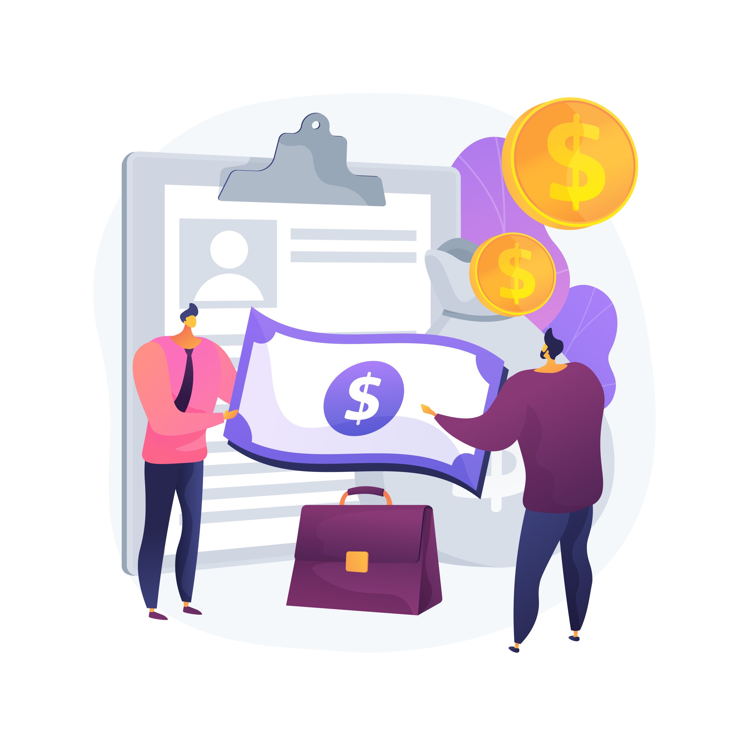 Money lending abstract concept vector illustration. Small money lenders, private individuals loans, short term financing, commercial and industrial bank credit, working capital abstract metaphor.